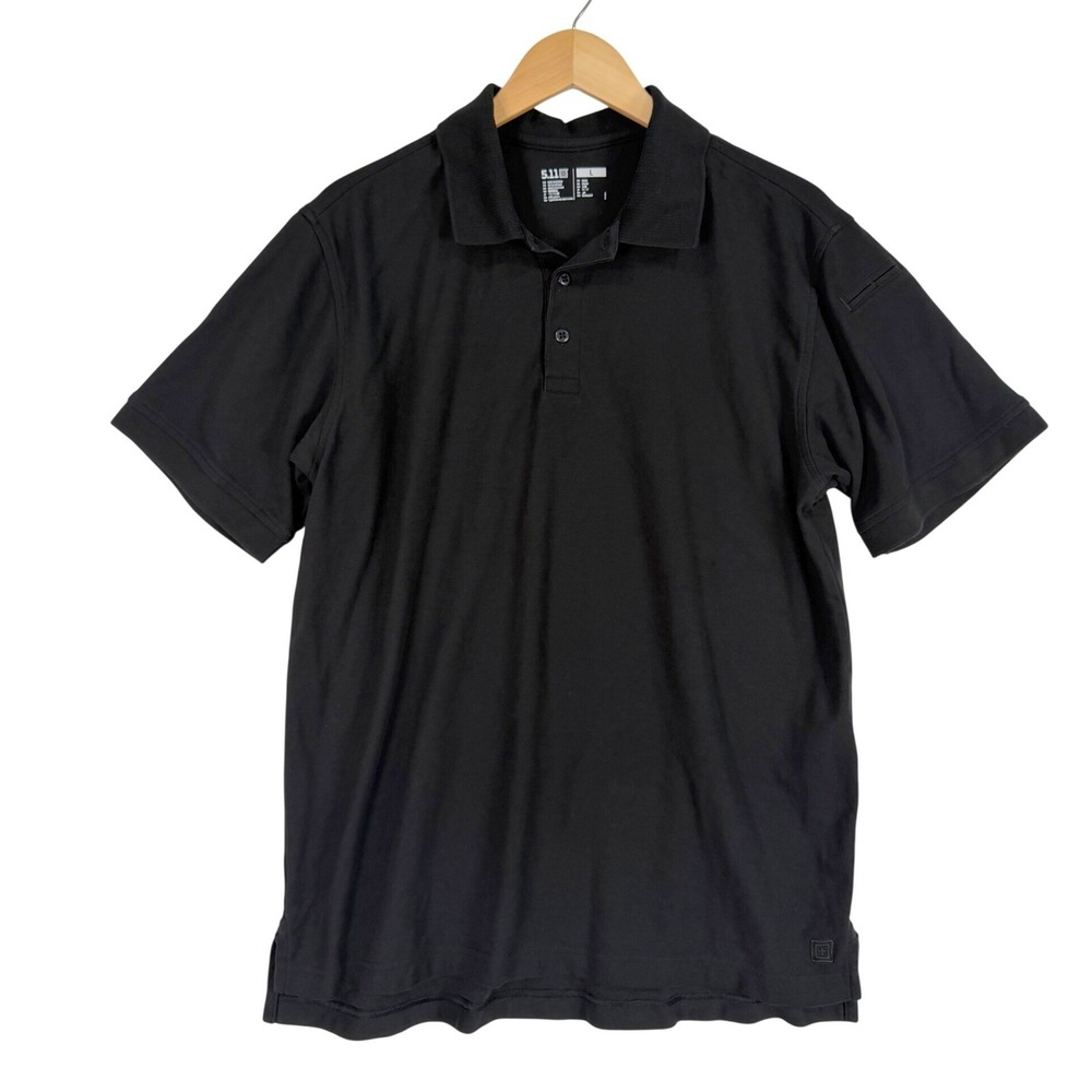 5.11 Tactical Polo Shirt Mens Large Black Short Sleeve Pique Knit 41180-019